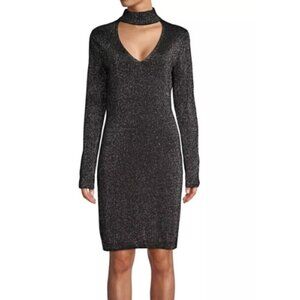 Michael Michael Kors Womens Small Choker Neck Glitter Sweater Dress